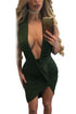Sexy Olive Daring Plunge Ruched Halter Dress